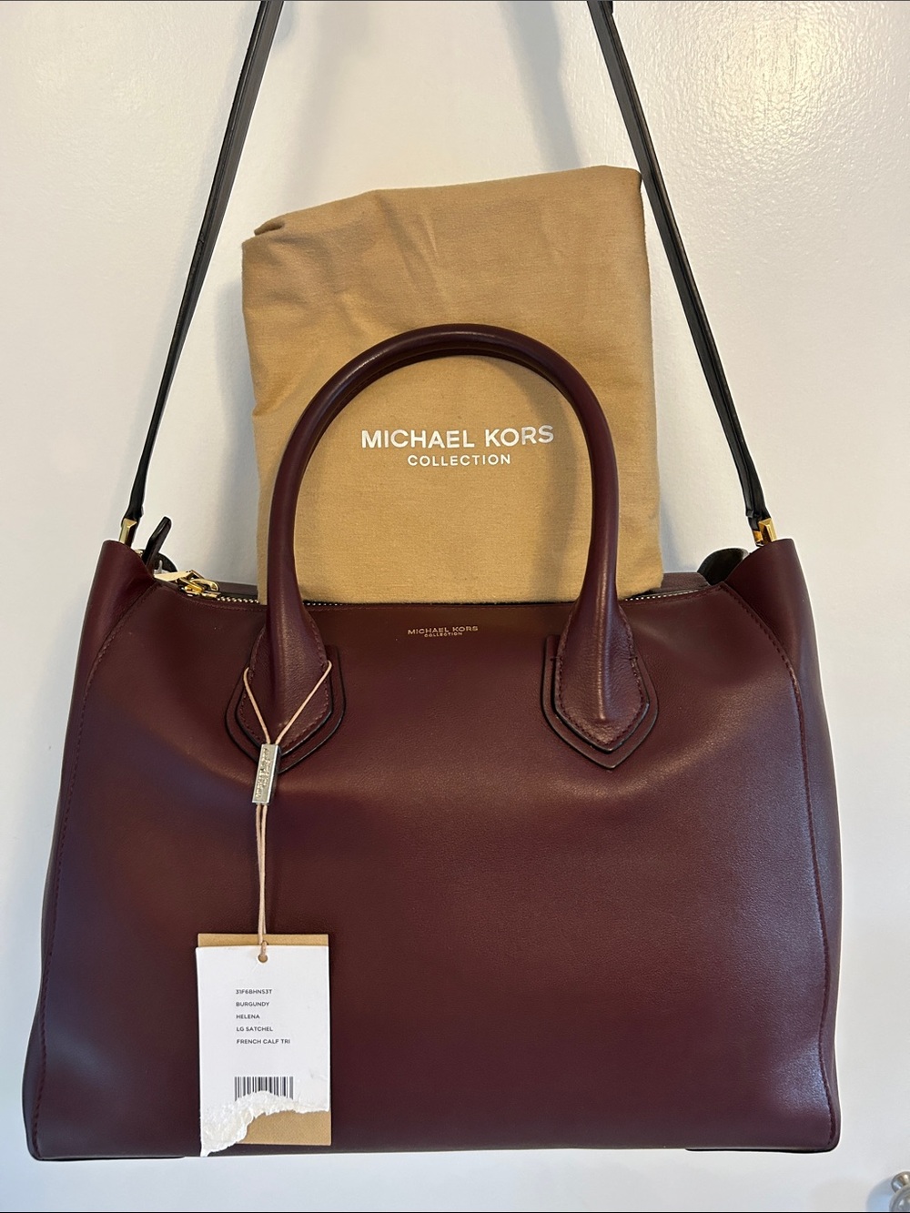 Michael Kors COLLECTION Helena CALF Leather Satchel with Gold-Tone Hardware - Picture 11 of 16